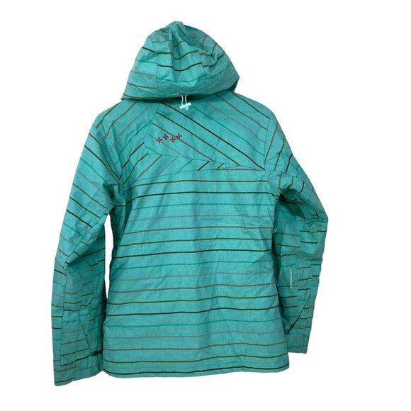 Foursquare Snowboard‎ Women's Size S Hooded Jacket Mint Green Blue Striped - Picture 4 of 9
